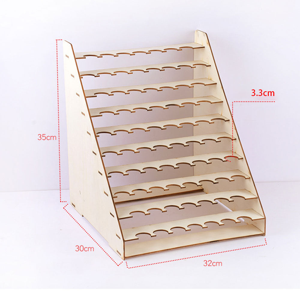 75 Holes Wood Paint Bottle Rack Organizer Brushes Tools Storage Stand Holder